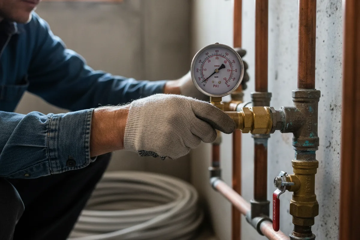 Pressure testing a repaired line during Water Line Repair in Garwin